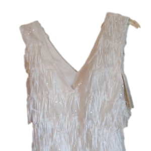 Southern Fried Chics Promise Forever Dress White Fringe Medium Bride Country